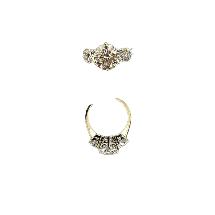 RG-05 Labgrown Ring, Diamond -1pc- 2.44, 2pcs-0.92 Total -3.36, Gold - 4.170 14KT