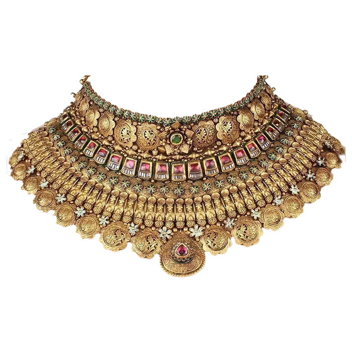 Kundan Polki Necklace in 22 CT Gold ( HALLMARKED )