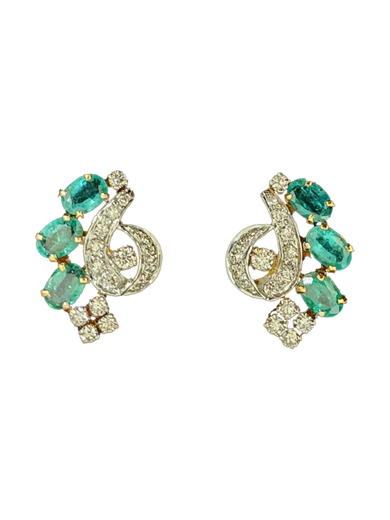 (TD-103-A) Diamond Tops in 14kt Hallmarked Gold(Diamond 0.90 CT ,Emerald 2.90 CT, Gold 9.153 CT)