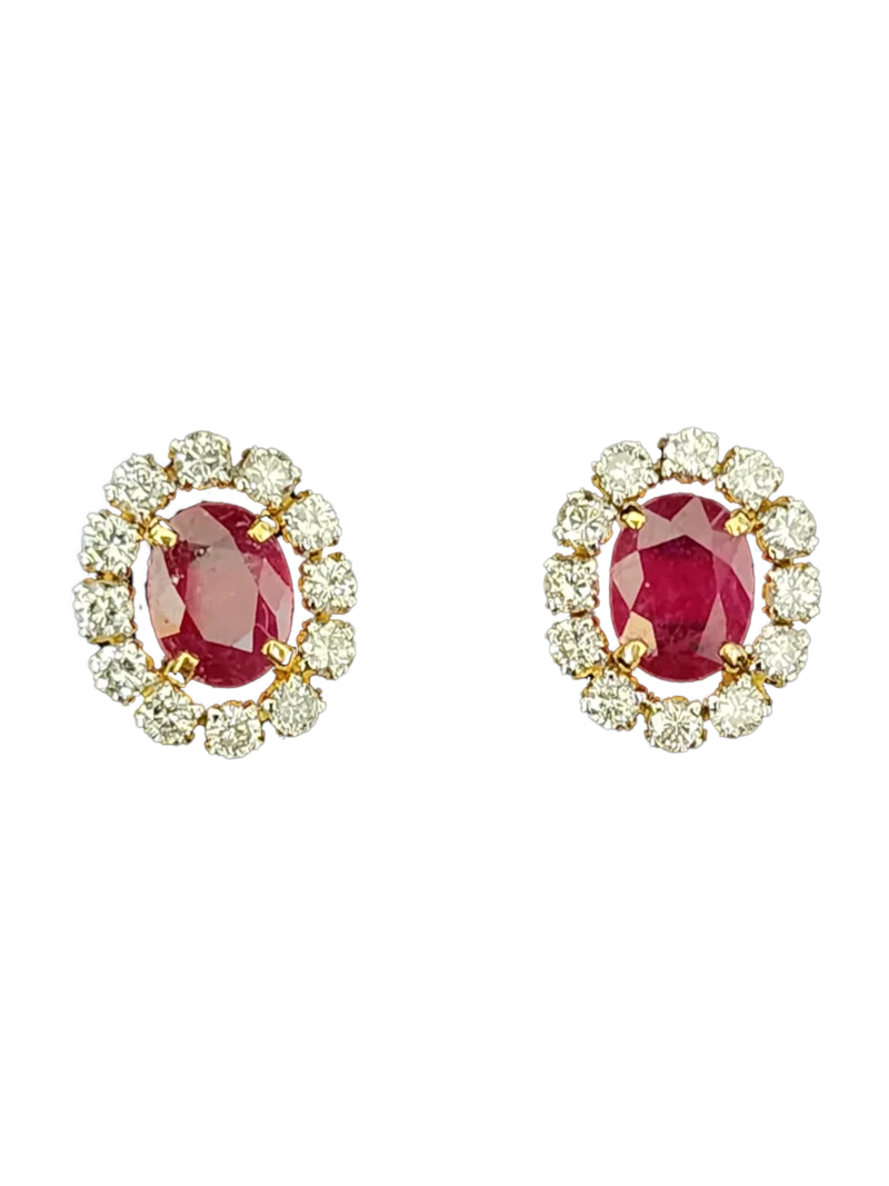 (TD-510) Diamond Tops in 14kt Hallmarked Gold (Diamond 1.40 CT ,Gold 7.000 Grams CT , Rubies 2.96 CT)